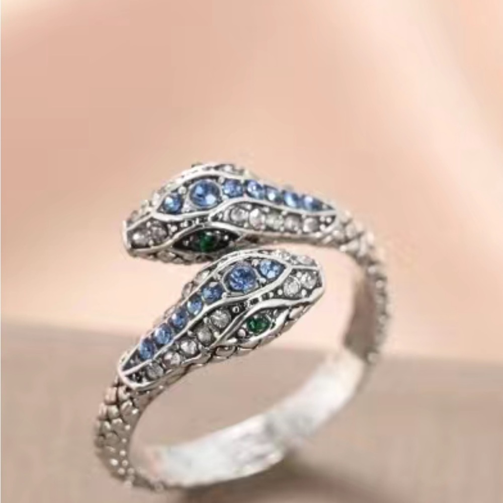 Silver and Rhinestone Snake Ring - Picture 2 of 4